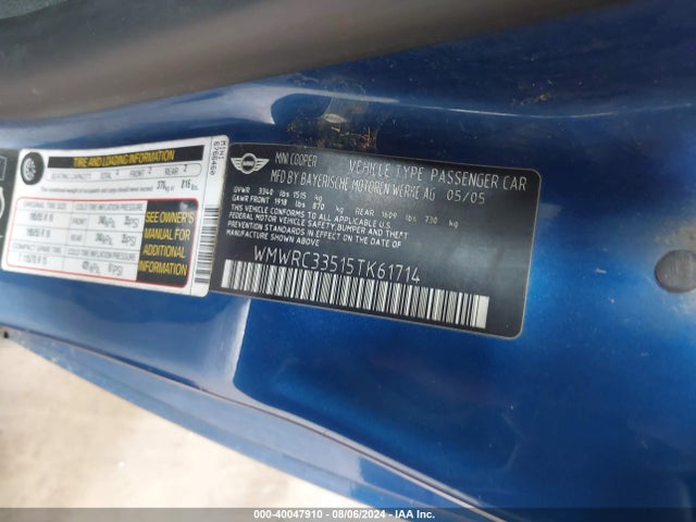 2005 MINI COOPER WMWRC33515TK61714 Photo 8