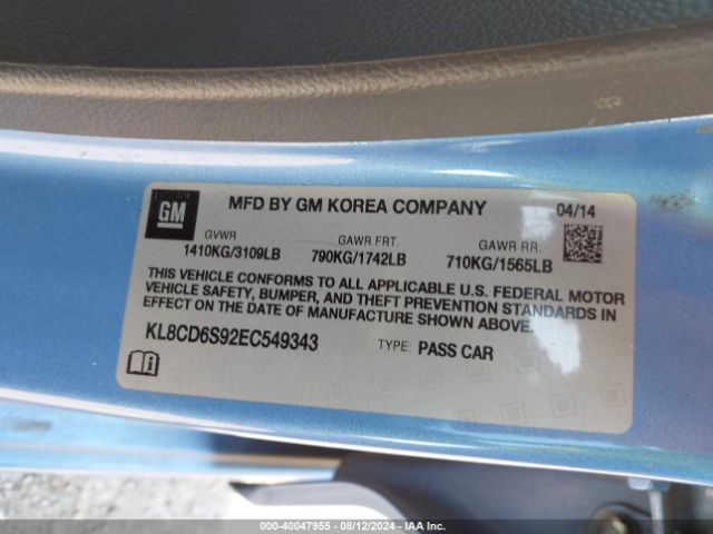 KL8CD6S92EC549343 Chevrolet Spark 1lt Auto