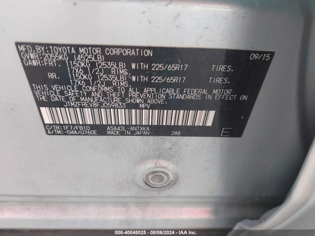 Toyota RAV4 LE 2015 JTMZFREV8FJ059833 Image 9