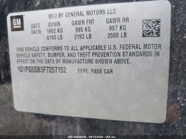 1G1PG5SB3F7257152 Chevrolet CRUZE LTZ