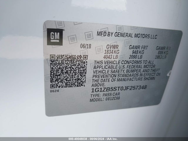 Chevrolet Malibu 1ls 2018 1G1ZB5ST0JF257348 Image 9