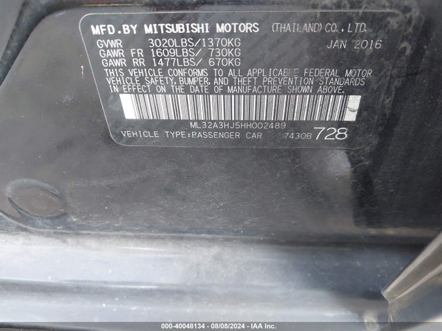 2017 MITSUBISHI MIRAGE ML32A3HJ5HH002489 Photo 8