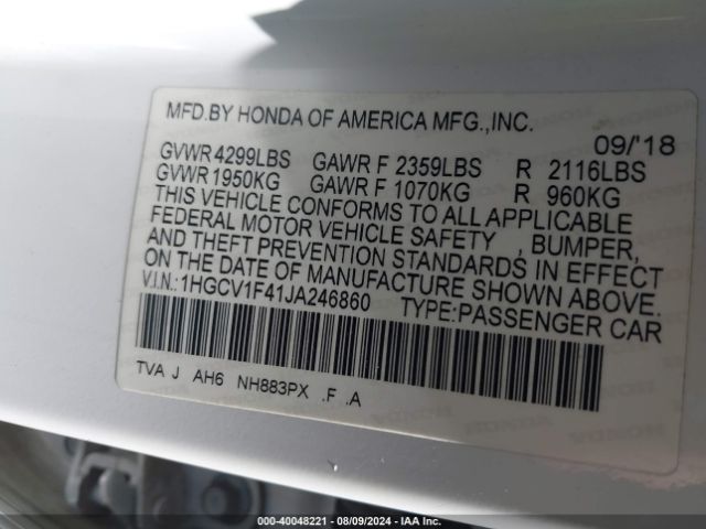 1HGCV1F41JA246860 Honda ACCORD EX