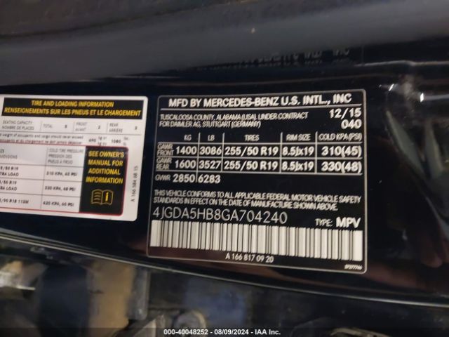 4JGDA5HB8GA704240 Mercedes-Benz Gle 350 4matic
