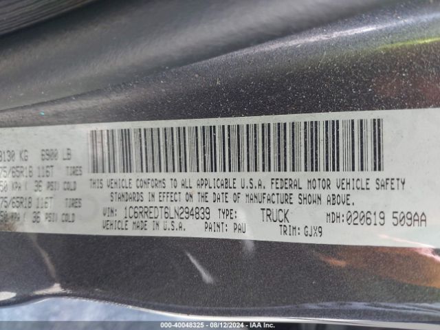 1C6RREDT6LN294839 RAM 1500 Laramie Quad Cab 4x2 6'4 Box