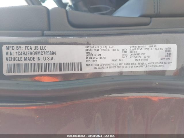 1C4RJEAG9MC785894 Jeep Grand Cherokee Laredo X 4x2