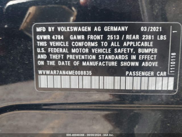 WVWAR7AN4ME008835 Volkswagen Arteon 2.0t Se