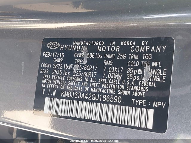 Hyundai TUCSON SE 2016 KM8J33A42GU186590 Image 9