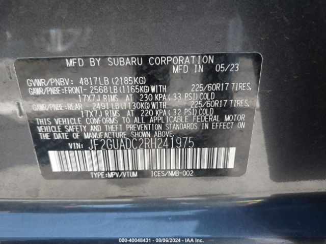 JF2GUADC2RH241975 Subaru Crosstrek Premium