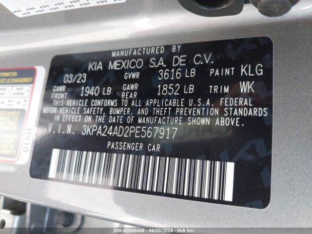 3KPA24AD2PE567917 KIA RIO S