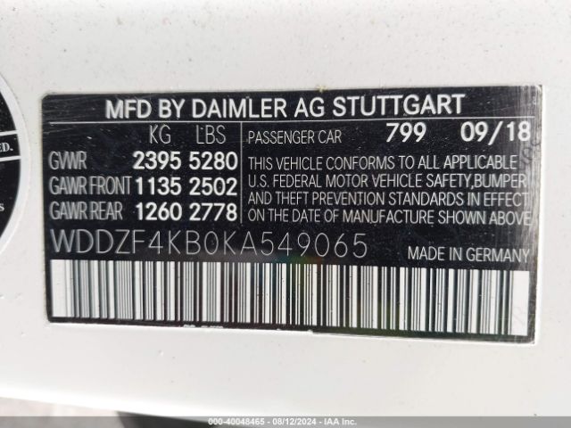 WDDZF4KB0KA549065 Mercedes-Benz E 300 4matic