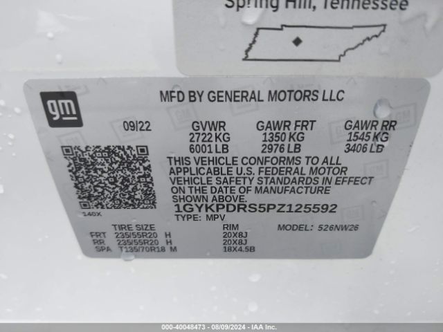 1GYKPDRS5PZ125592 Cadillac Xt6 Awd Premium Luxury