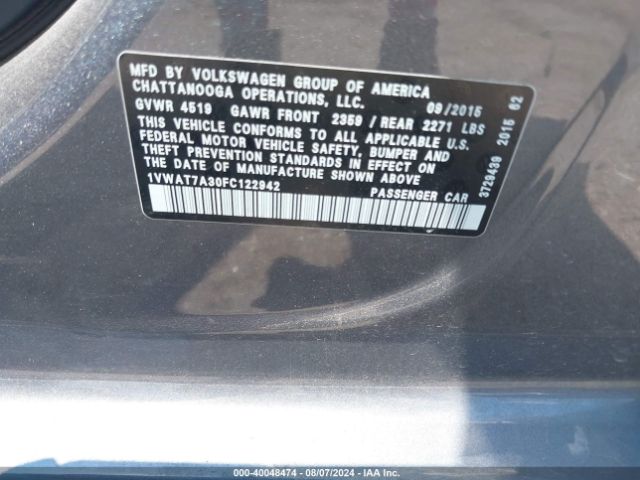 1VWAT7A30FC122942 Volkswagen Passat 1.8t Limited Edition