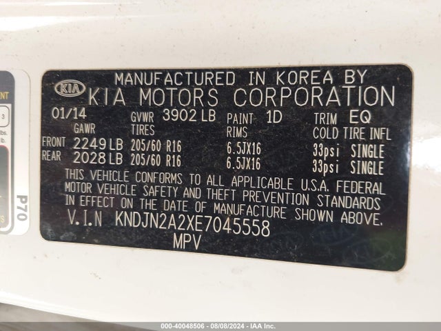 KIA Soul 2014 KNDJN2A2XE7045558 Image 9