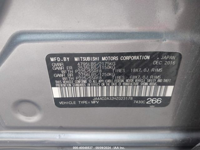 JA4AD2A32HZ023178 Mitsubishi Outlander Es