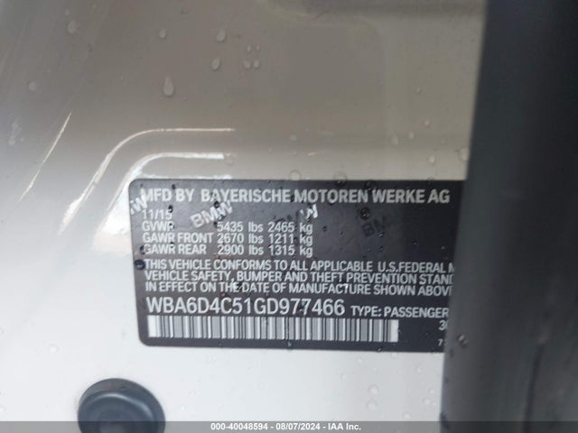 WBA6D4C51GD977466 BMW 650i Gran Coupe