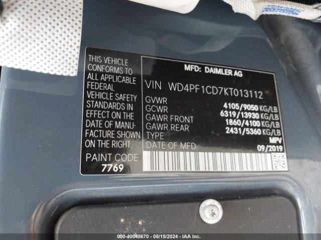 WD4PF1CD7KT013112 Mercedes-Benz Sprinter 2500 High Roof V6