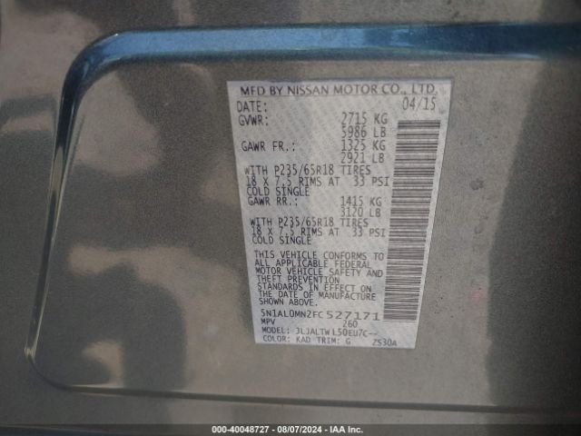 5N1AL0MN2FC527171 Infiniti QX60