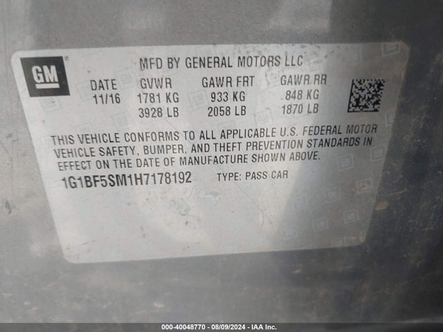 Chevrolet Cruze Premier Auto 2017 1G1BF5SM1H7178192 Image 9