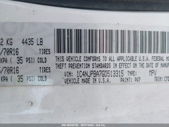 1C4NJPBA7GD513315 Jeep Patriot Sport