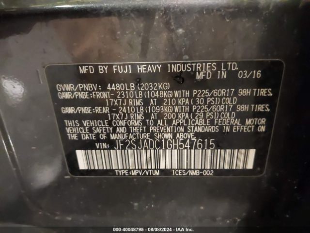 JF2SJADC1GH547615 Subaru Forester 2.5i Premium