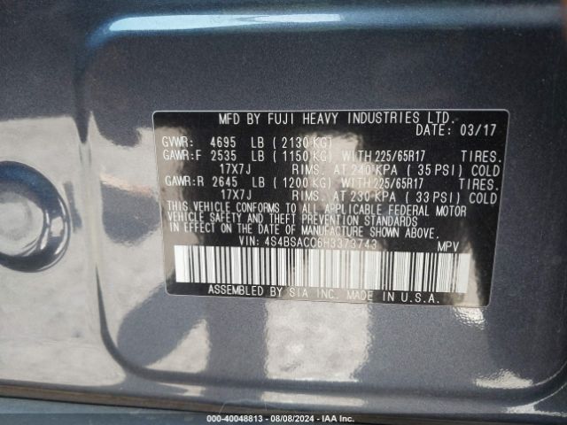 4S4BSACC6H3373743 Subaru Outback 2.5i Premium