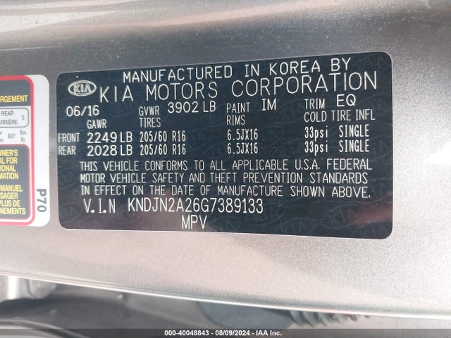 KIA Soul 2016 KNDJN2A26G7389133 Image 9
