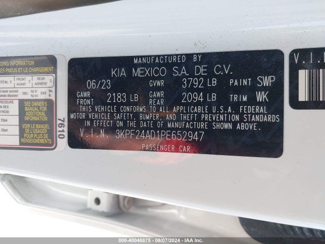 KIA Forte Lxs 2023 3KPF24AD1PE652947 Image 9