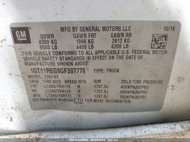 1GT11REG5GF307778 GMC SIERRA 2500HD