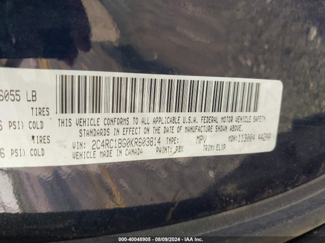 2C4RC1BG0KR603814 Chrysler Pacifica