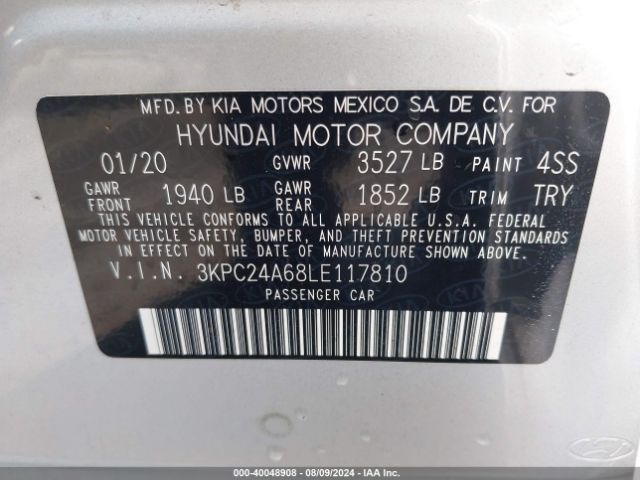 3KPC24A68LE117810 Hyundai ACCENT SE
