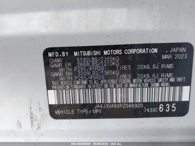 JA4J3VA8XPZ046920 Mitsubishi Outlander Sel 2.5 2wd
