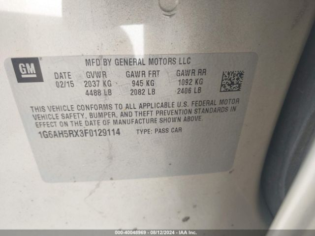 1G6AH5RX3F0129114 Cadillac ATS LUXURY