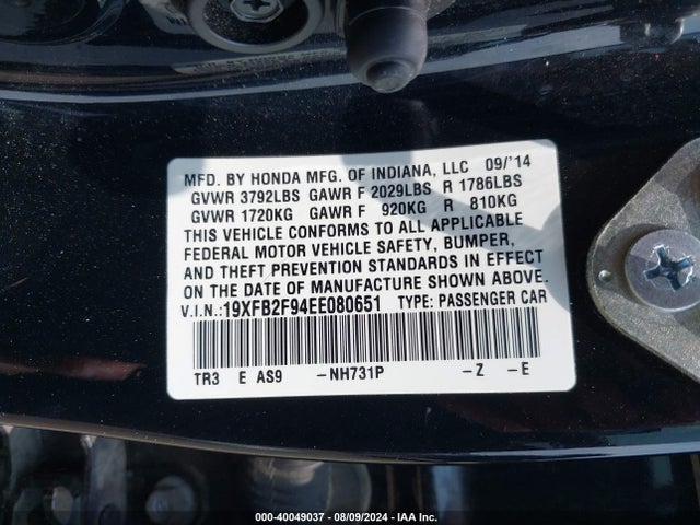 Honda Civic Ex-l 2014 19XFB2F94EE080651 Image 9