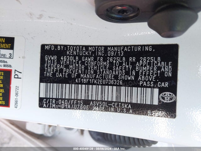 Toyota CAMRY SE 2014 4T1BF1FK2EU736326 Image 9