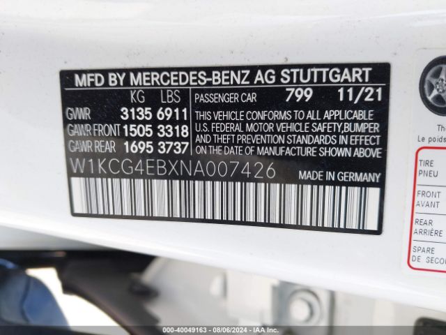 W1KCG4EBXNA007426 Mercedes-Benz Eqs 580 4matic