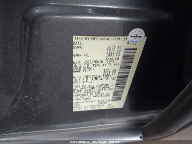 Nissan Frontier Sv 2017 1N6DD0FV4HN737156 Image 9
