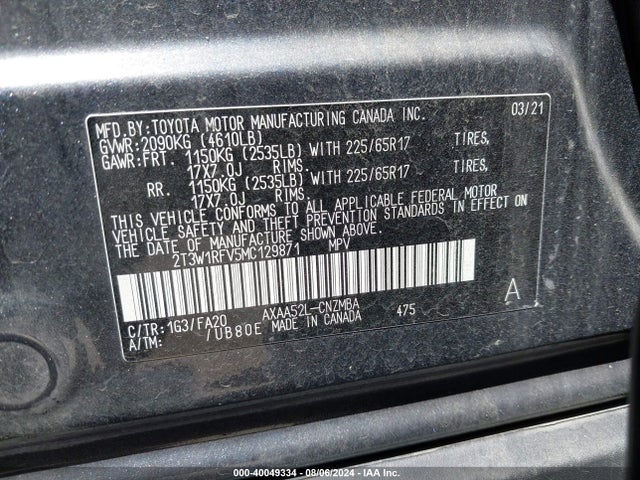 Toyota Rav4 Xle 2021 2T3W1RFV5MC129871 Image 9