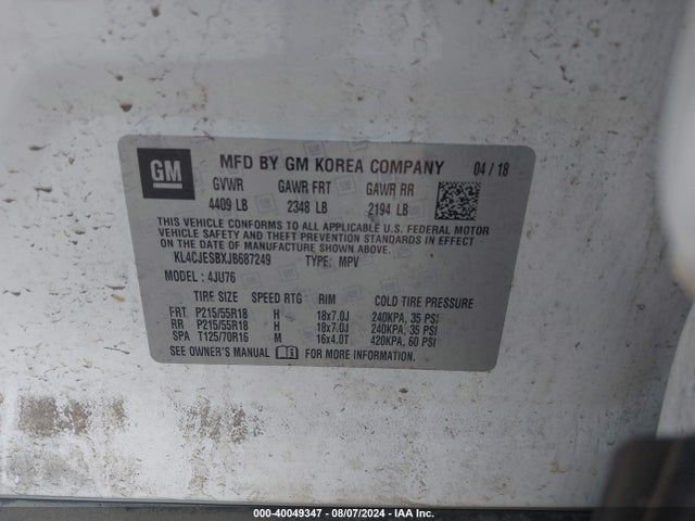 Buick Encore Preferred 2018 KL4CJESBXJB687249 Image 9