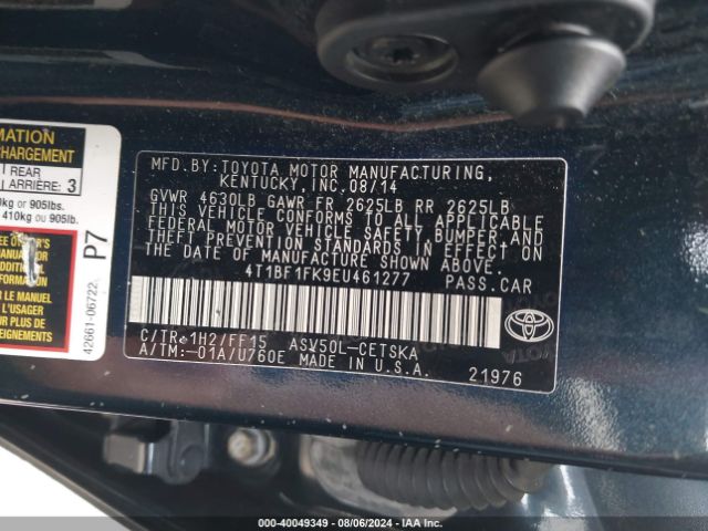 4T1BF1FK9EU461277 Toyota CAMRY SE