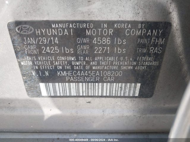 KMHEC4A45EA108200 Hyundai SONATA HYBRID