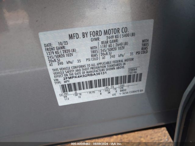2024 FORD EDGE 2FMPK4K92RBA36131 Photo 8