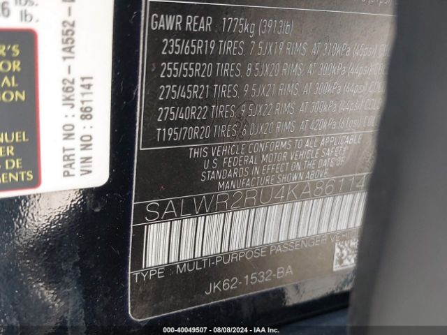 SALWR2RU4KA861141 Land Rover Range Rover Sport Hse Mhev