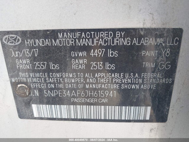 Hyundai SONATA SEL 2018 5NPE34AF6JH615941 Image 9