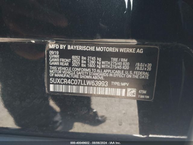 5UXCR4C07LLW63993 BMW X5 Sdrive40i