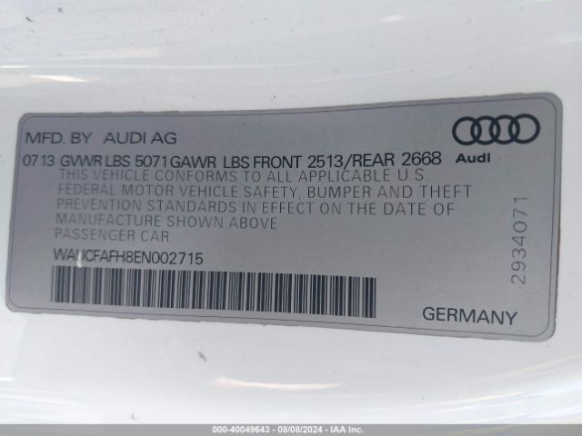 WAUCFAFH8EN002715 Audi A5 2.0t Premium