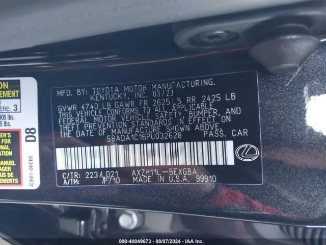 58ADA1C16PU032628 Lexus ES 300H