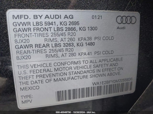 WA1E2BFY0M2055836 Audi Q5 Premium Plus 55 Tfsi E Quattro S Tronic