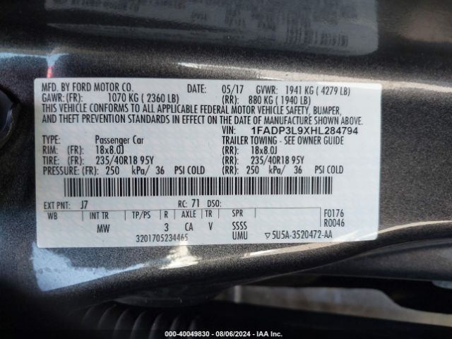 1FADP3L9XHL284794 Ford FOCUS ST