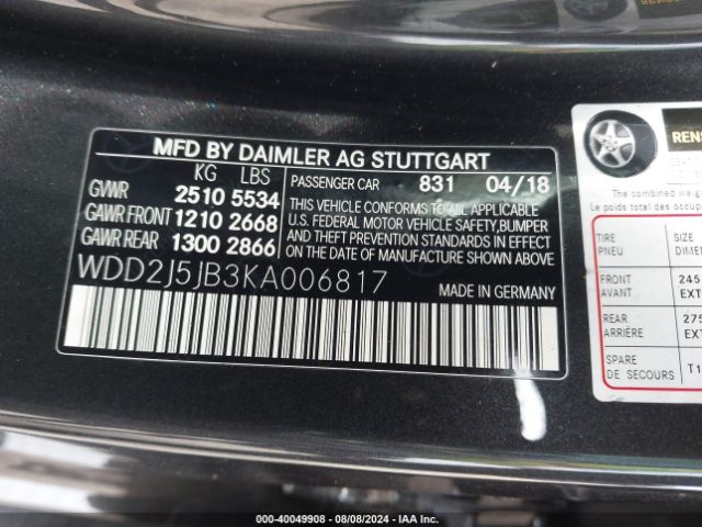 2019 MERCEDES-BENZ CLS 450 WDD2J5JB3KA006817 Photo 8